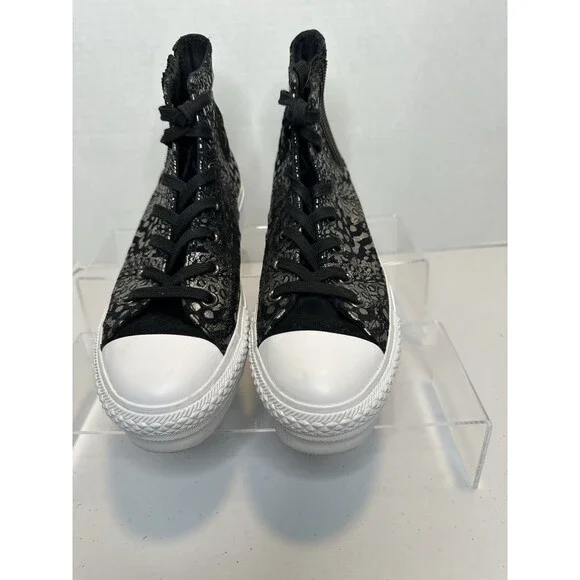 Converse Chuck Taylor All Star Black Metallic Leather Platform Chelsea Hi Top 8 - Picture 3 of 10